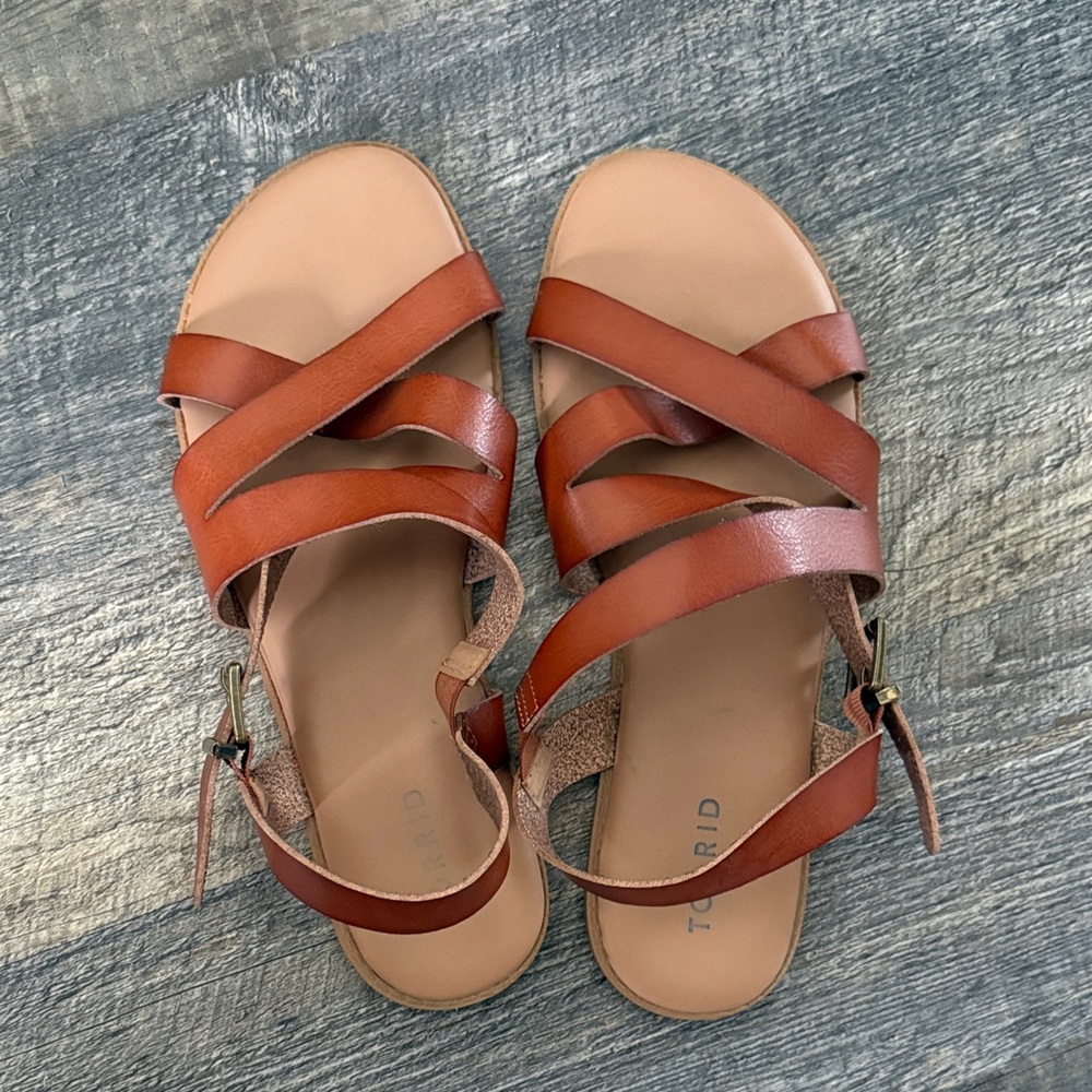 Torrid Cognac Strappy Sandals WW